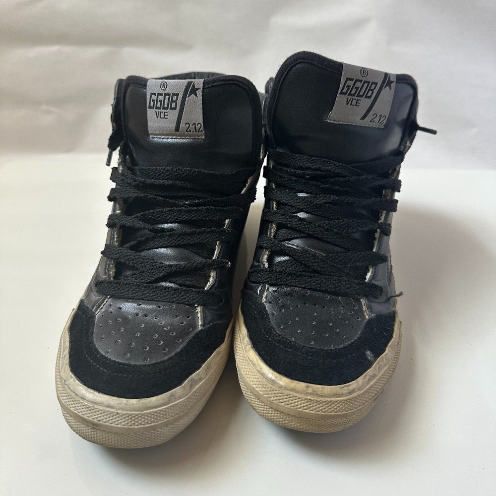 Golden Goose Women  Mid-Top Black Leather Lace up Sneakers Size 36